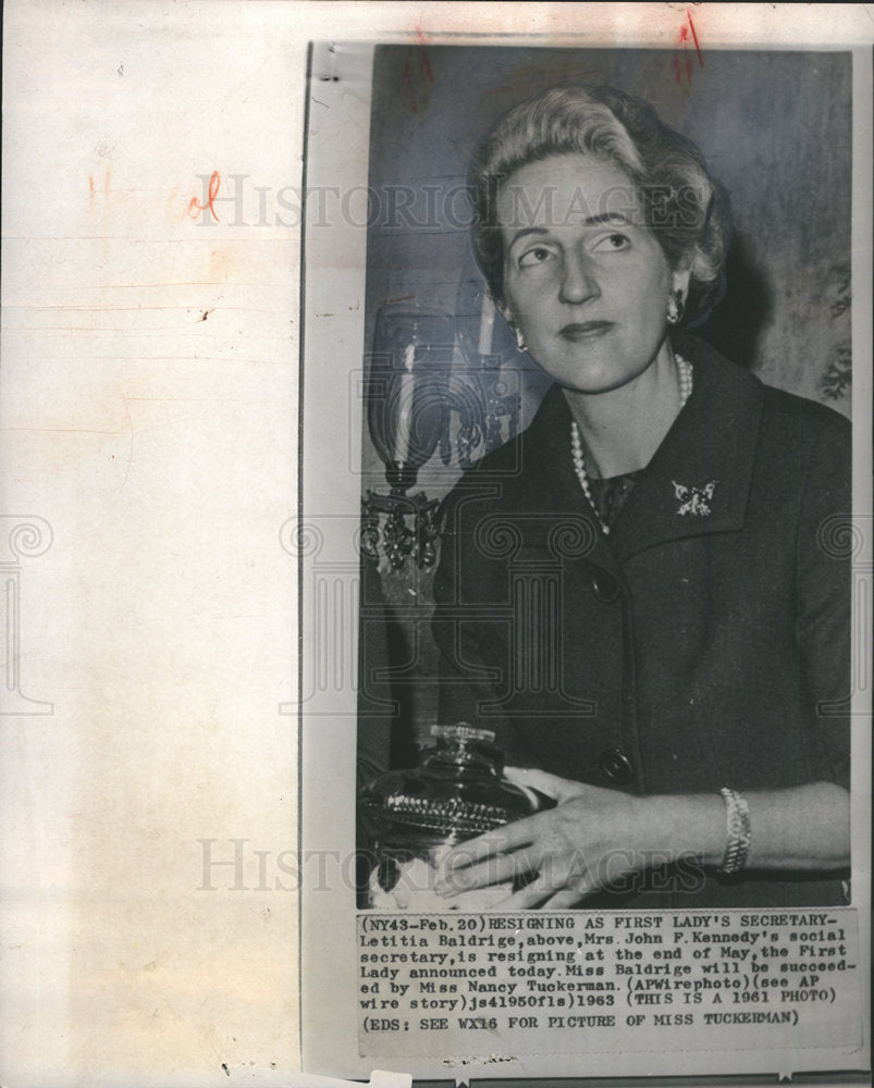 1963 Letitia Baldrige Kennedy First Lady-Historic Images