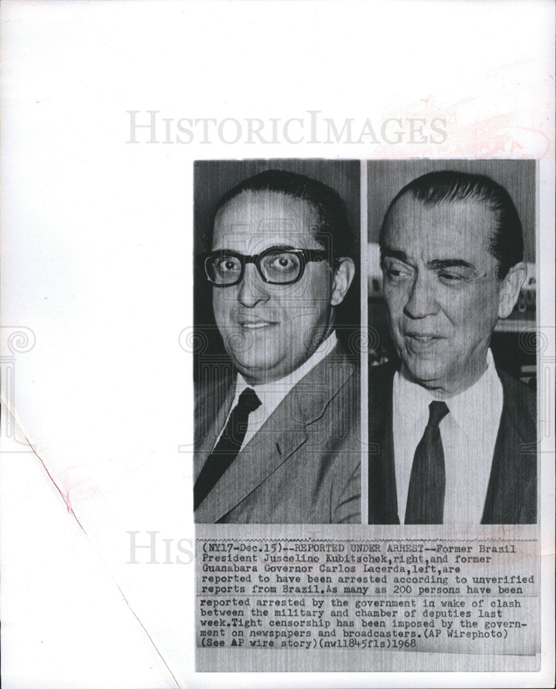 1968 Juscelino Kubitschek, Carlos Lacerda-Historic Images