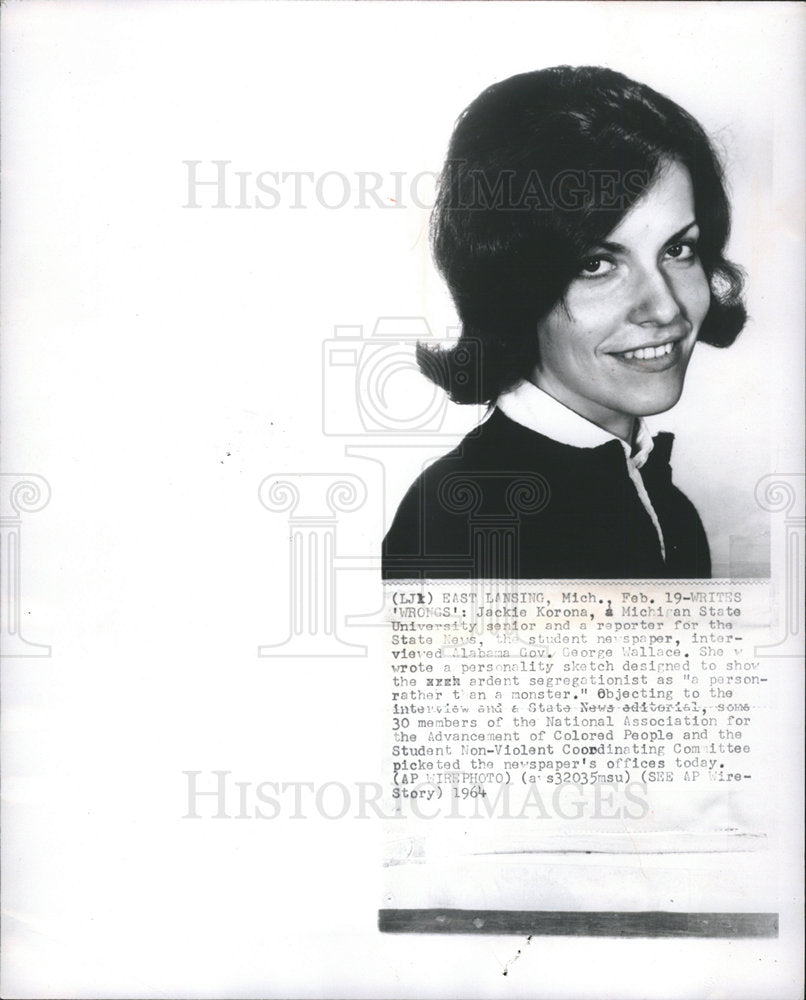 1964 Jackie Korona MSU State News NAACP-Historic Images