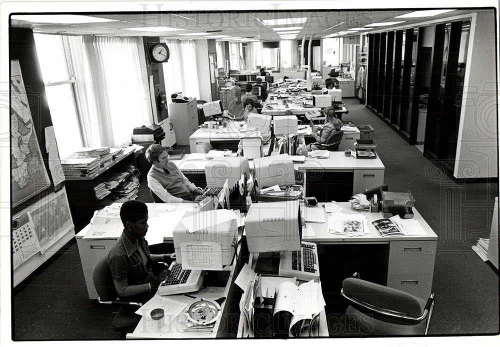 Detroit Free Press City Room newsroom-Historic Images