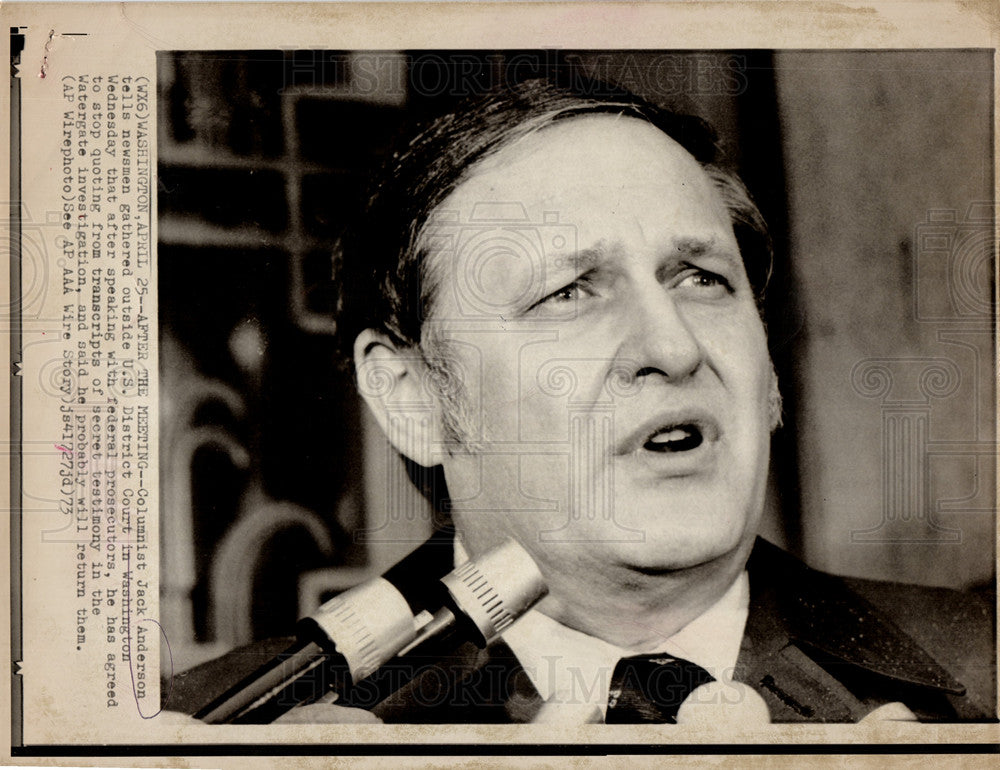 1973 Jack Anderson columnist muckraker UFS-Historic Images