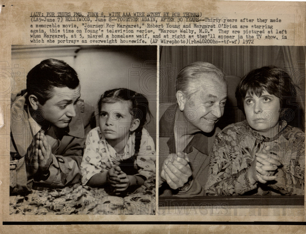 1972 Robert Young Margaret O&#39;Brien tv actor-Historic Images