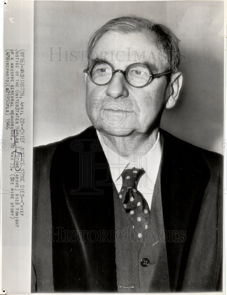 1946 Harlen F. Stone Chief Justice Death-Historic Images