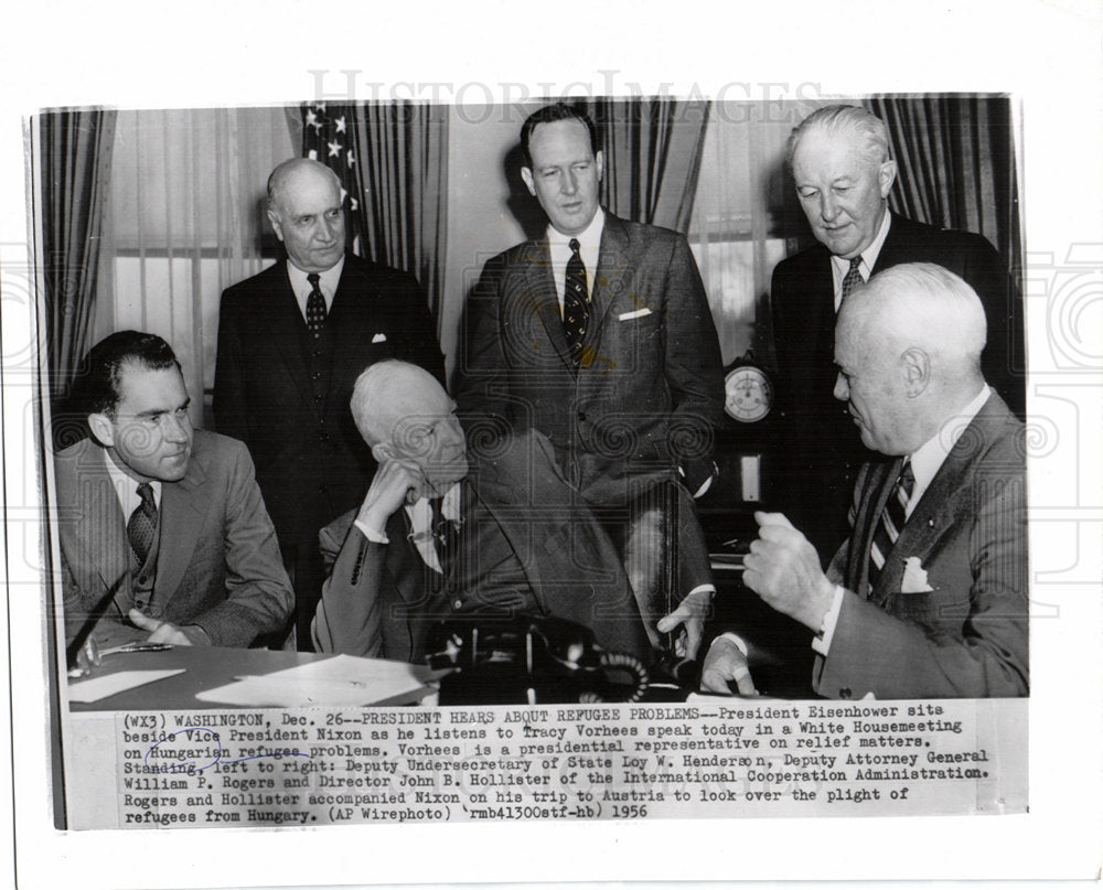 1956 PRESIDENT HEARS ABOUT REFUGEE PROBLEMS-Historic Images