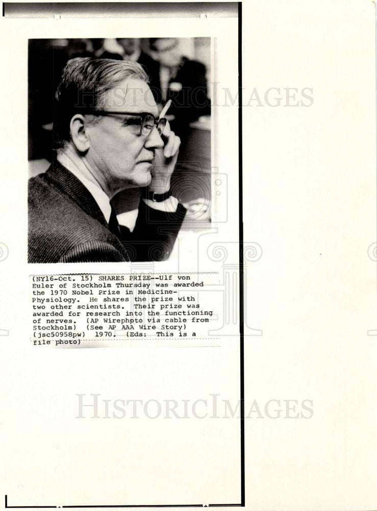 1970 Ulf Von Euler 1970 Nobel Prize-Historic Images