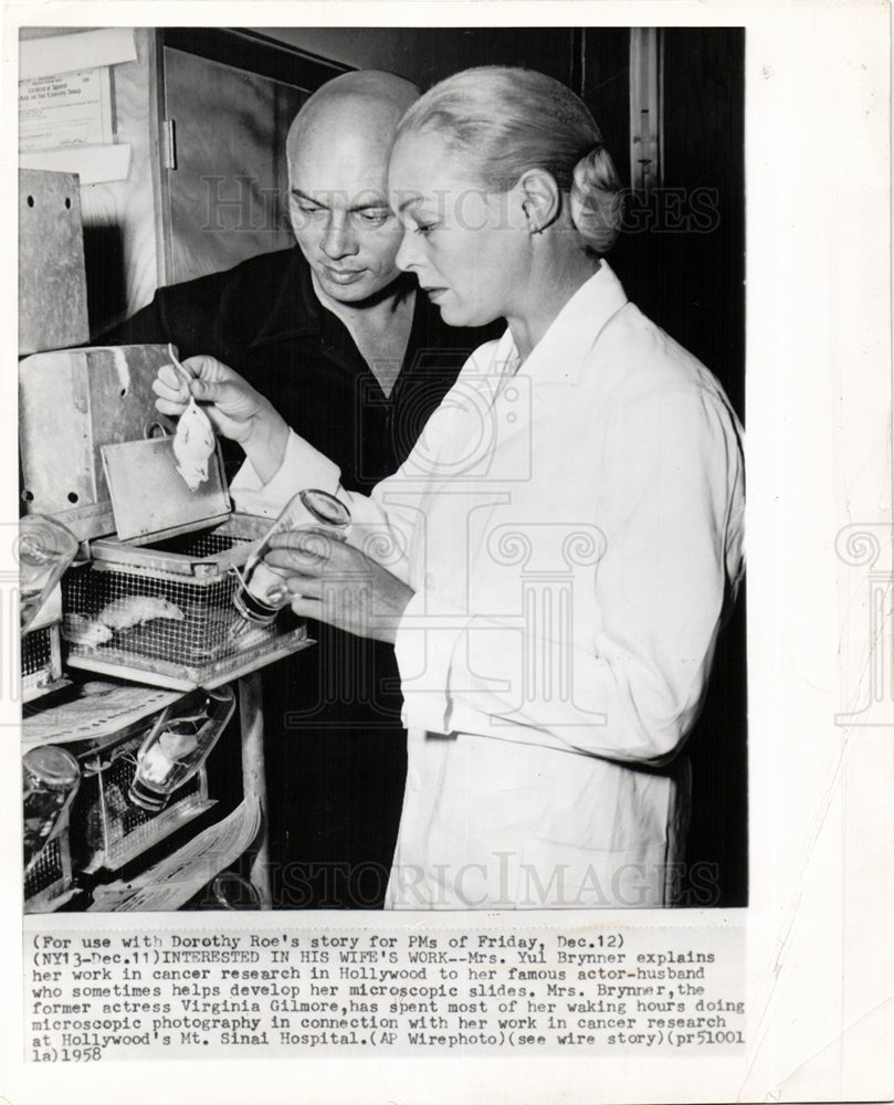 1958 Mrs. Yul Brynner, Cancer Research-Historic Images