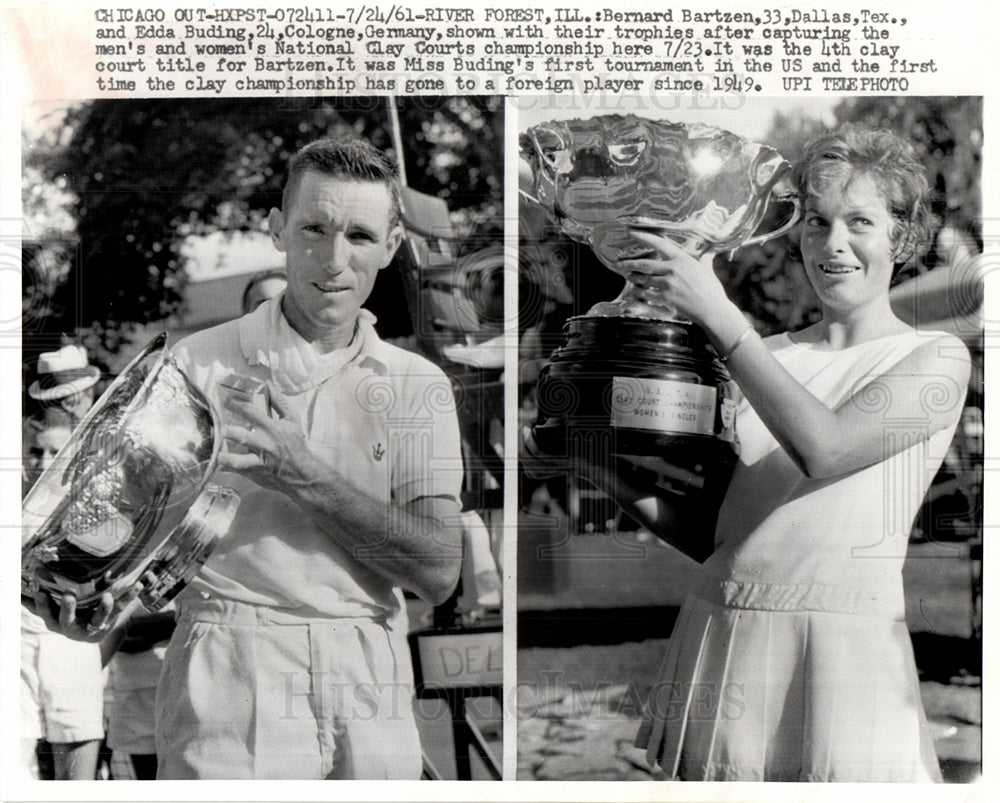 1961 Bernard Bartzen Edda Buding tennis-Historic Images