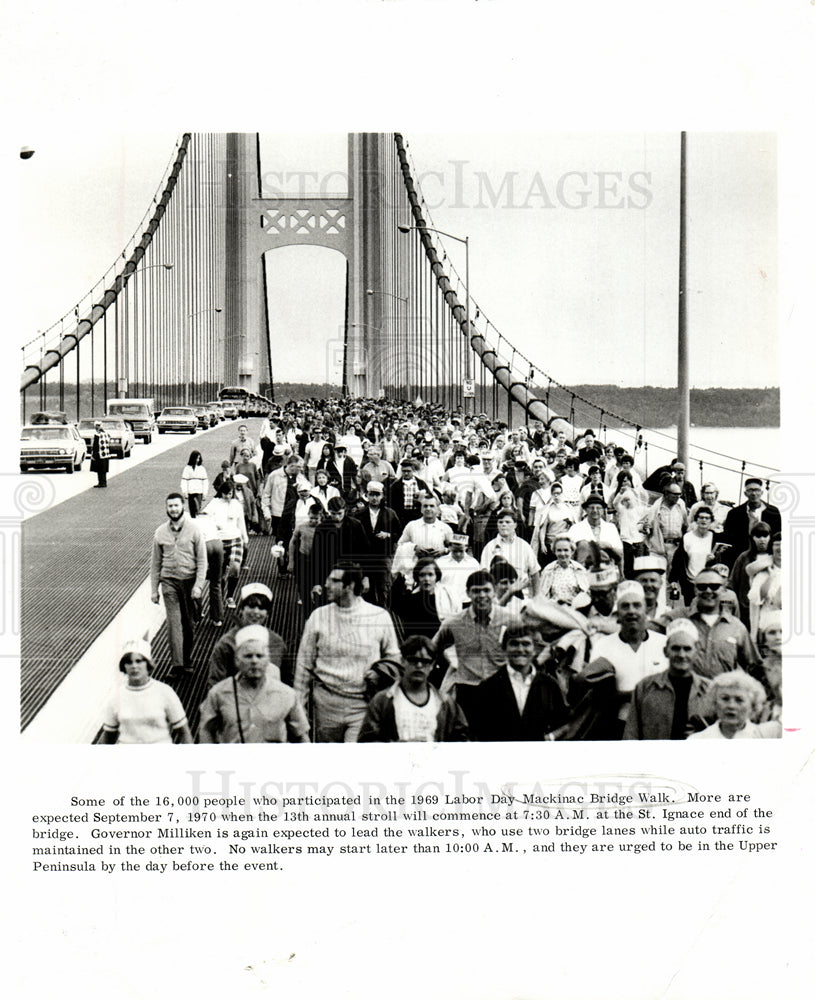 1970 Mackinac Bridge Strait Michigan U.S-Historic Images