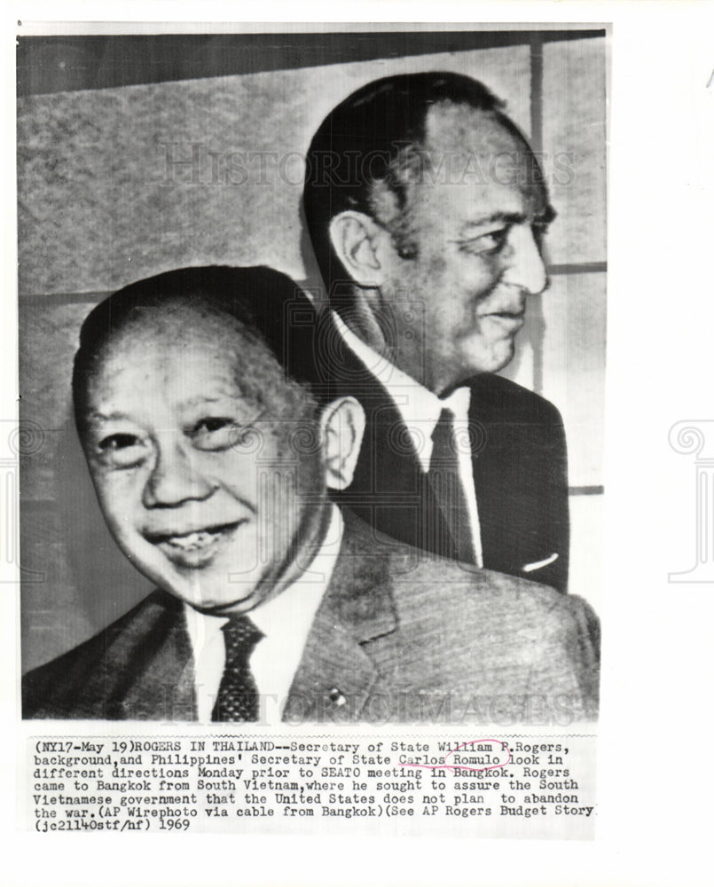 1969 Carlos Romulo William P Rogers SEATO-Historic Images