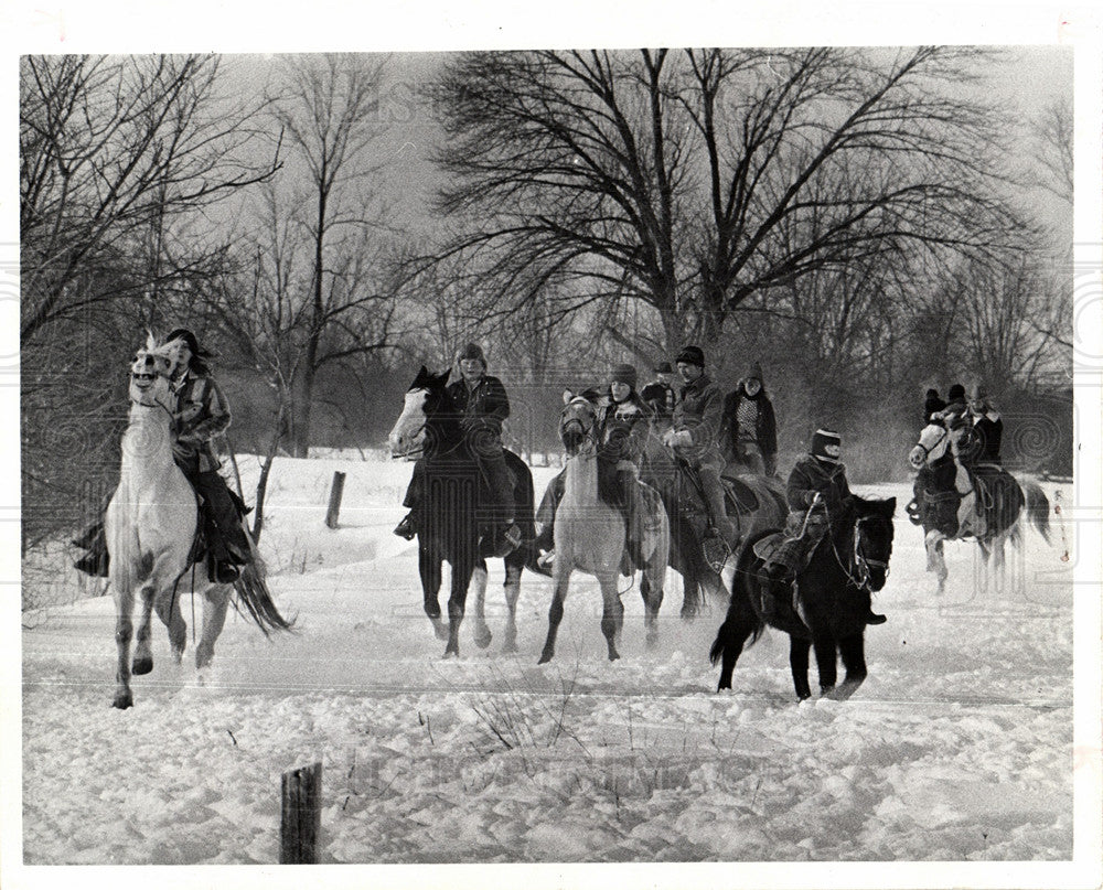 1974 Horseback Gutsy Riders brave chill-Historic Images