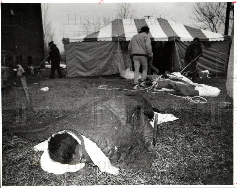 1991 Edwina Thomas who is pregnant, lies on-Historic Images