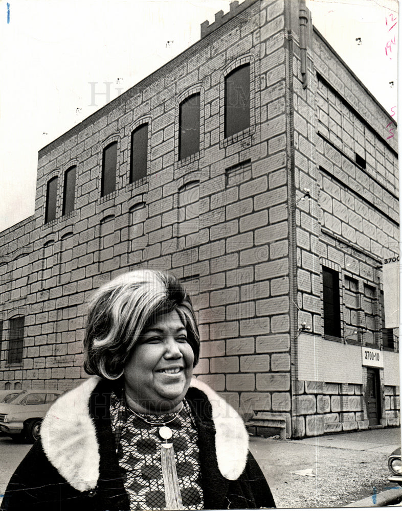 1970 Waddles in front of her new building-Historic Images