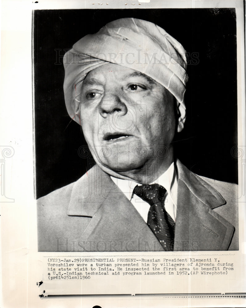 1960 President Klementi  Voroshilov turban-Historic Images