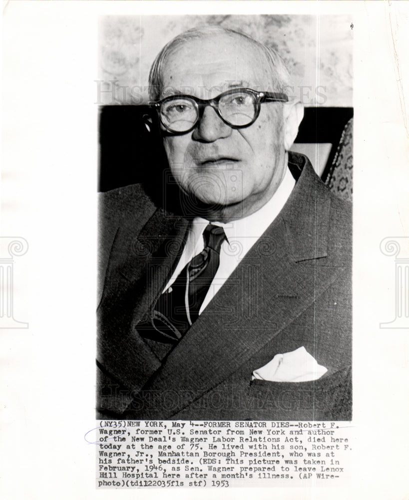 1953 Robert Eagner former US Senator death-Historic Images