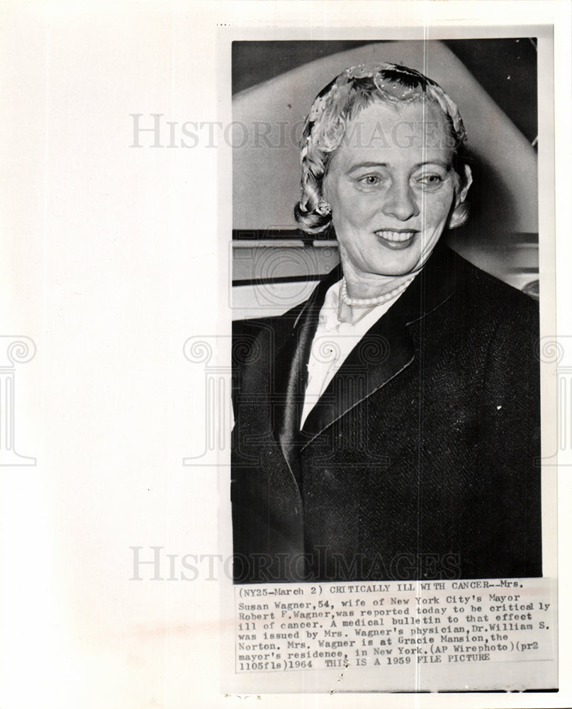 1964 Susan Wagner cancer wife of NYC Mayor-Historic Images