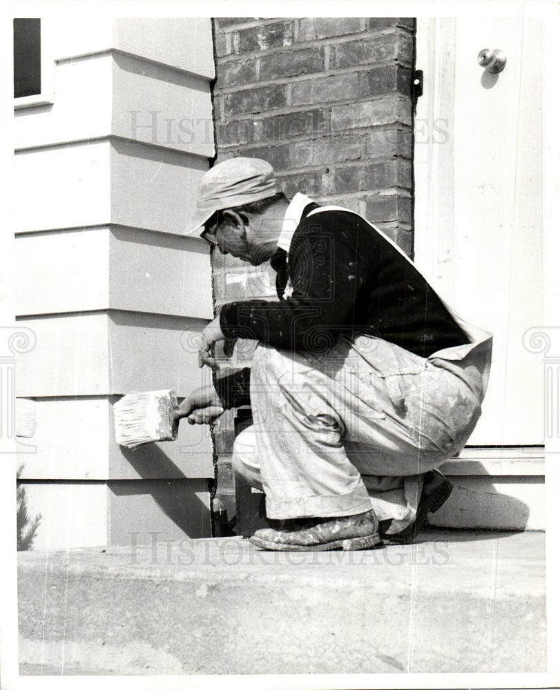 Painting applying paint-Historic Images