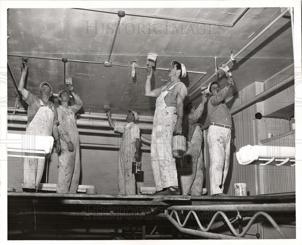 1951 Painting Workers Ceiling Building Pain-Historic Images