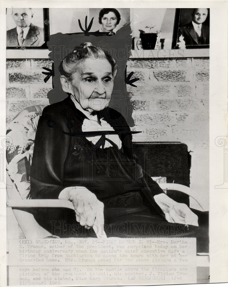 1945 Mrs. Martha Truman Birthday-Historic Images