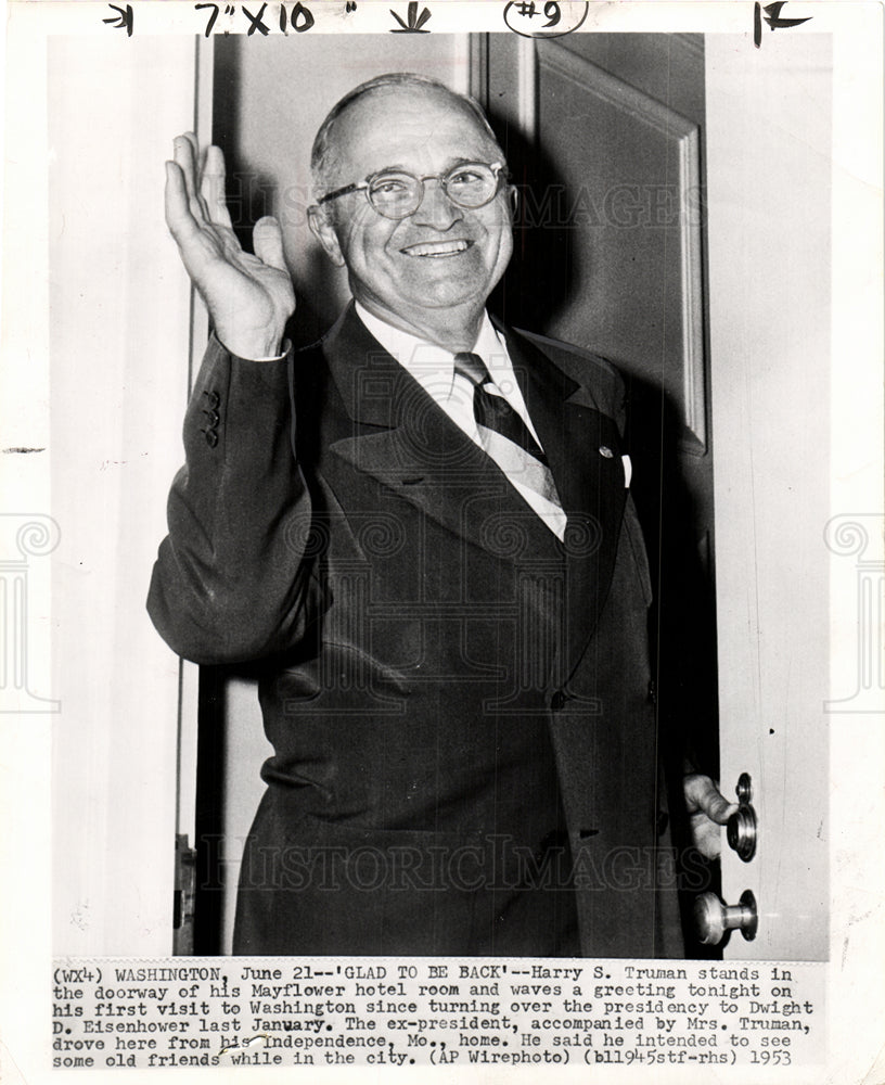 1953 Harry S. Truman stands In the doorway-Historic Images