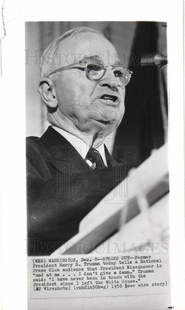 1958 HARRY S TRUMAN-Historic Images