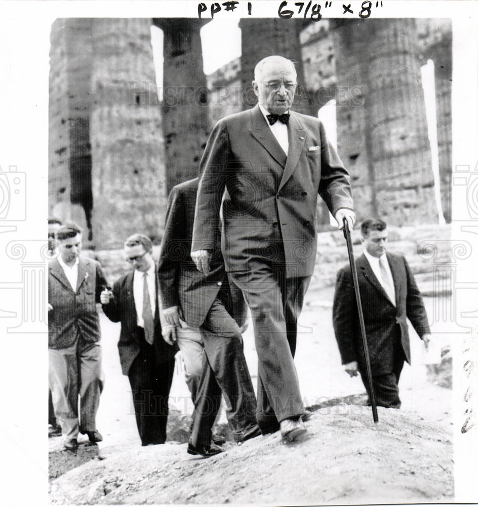 1956 Harry Truman Grecian Ruins Italy-Historic Images