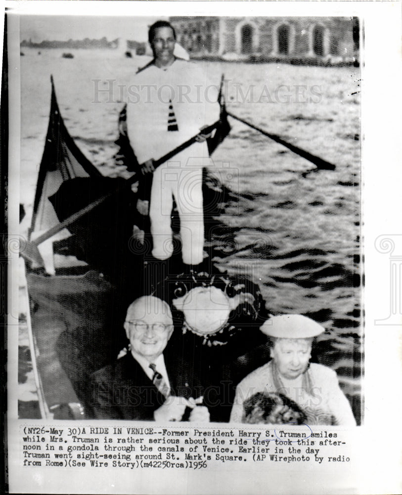 1956 Harry S. Truman wife Bess Venice Italy-Historic Images