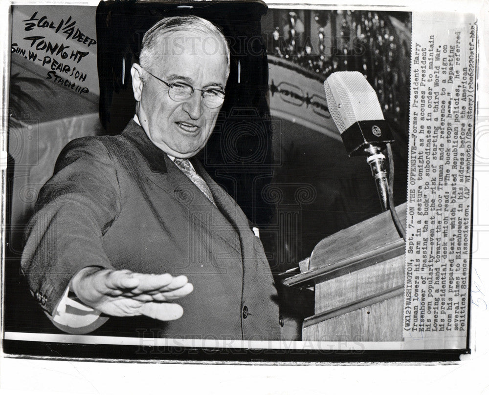 1959 President Harry Truman Eisenhower War-Historic Images