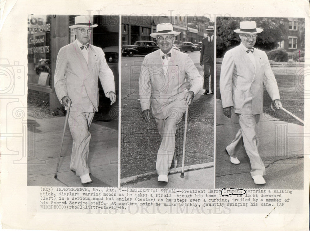 1946 Harry Truman home town stroll cane-Historic Images