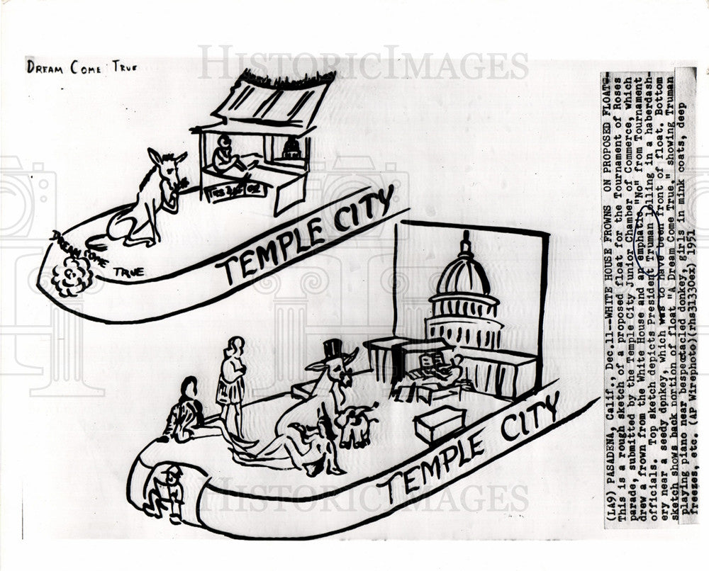 1951 White House Float Pasadena California-Historic Images