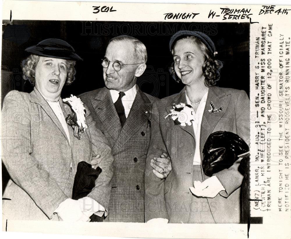 1944 Harry S. Truman Bess daughter Margaret-Historic Images