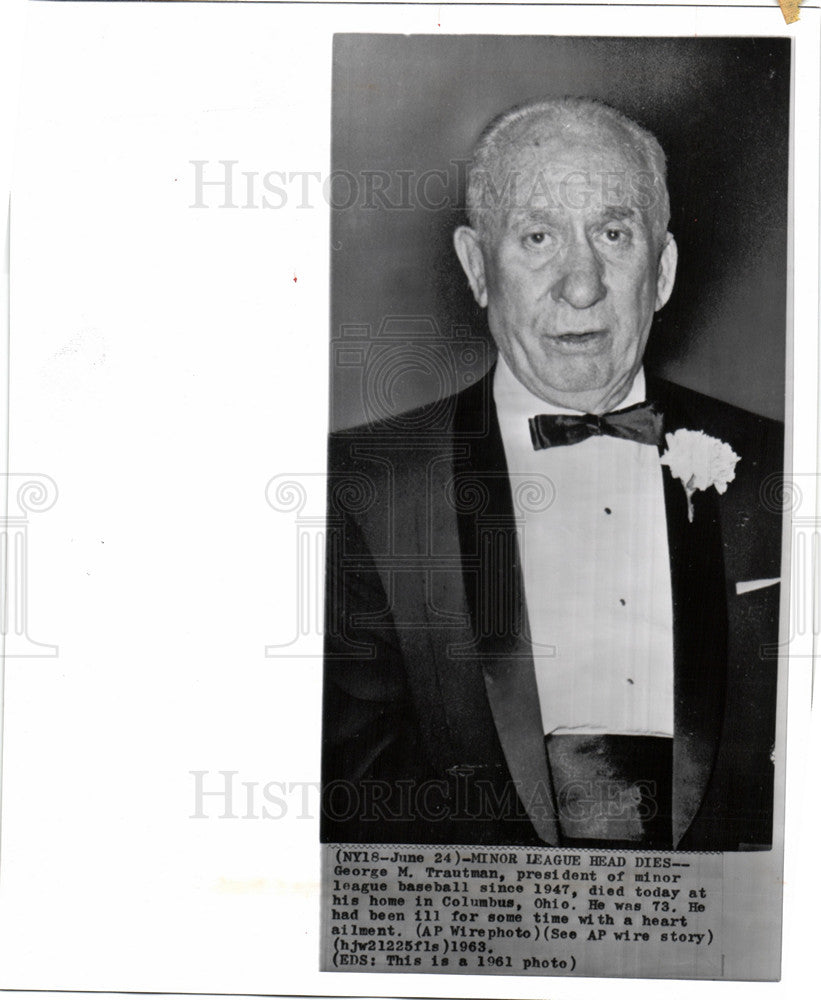 1963 George Trautman minor league Baseball-Historic Images