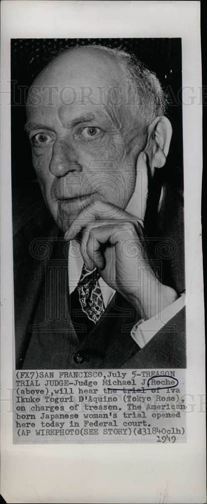 1949 Press Photo Michael Roche Iva Ikuke Toguri trial - Historic Images