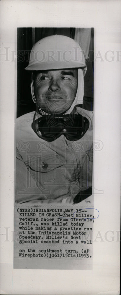 1953 Press Photo Chet Miller Death Car Crash Novi - Historic Images