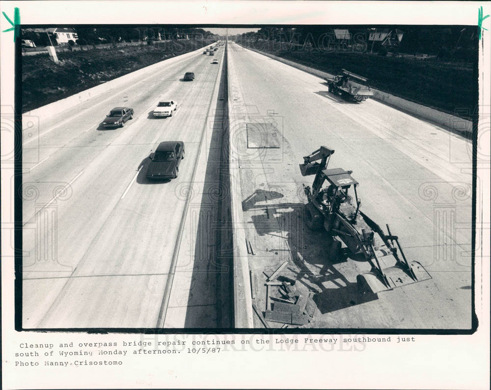 1987 Press Photo Lodge Freeway repair cleanup Wyoming - Historic Images