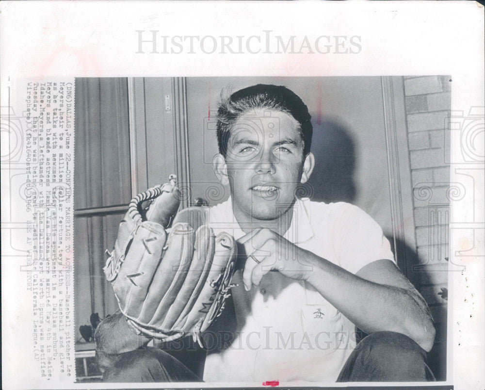 1966 Press Photo Lee Meyers Baseball Pitcher - Historic Images