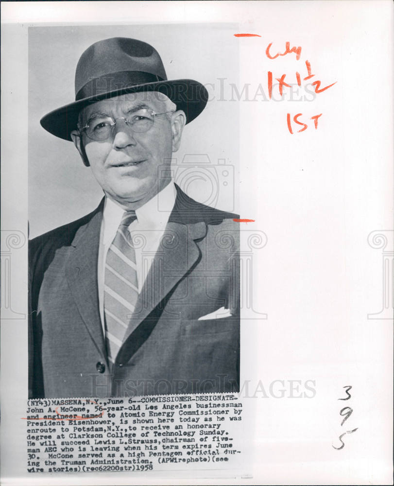 1958 Atomic Commission John A. McCone - Historic Images