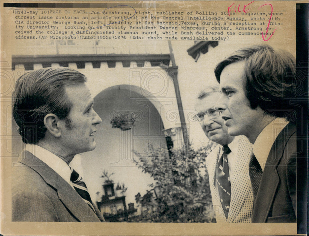 1976 Press Photo Joe Armstrong George Bush Trinity - Historic Images