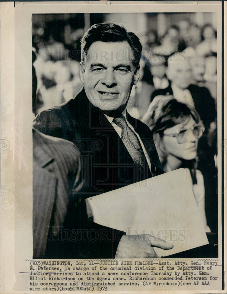 1973 Press Photo Asst. Atty. General Henry E. Petersen - Historic Images