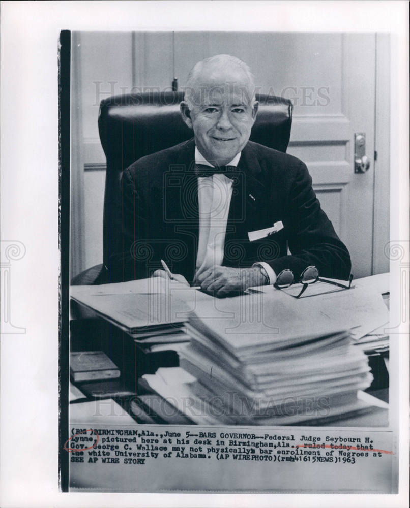 1963 Press Photo Judge Seybourn H. Lynne, Integration - Historic Images