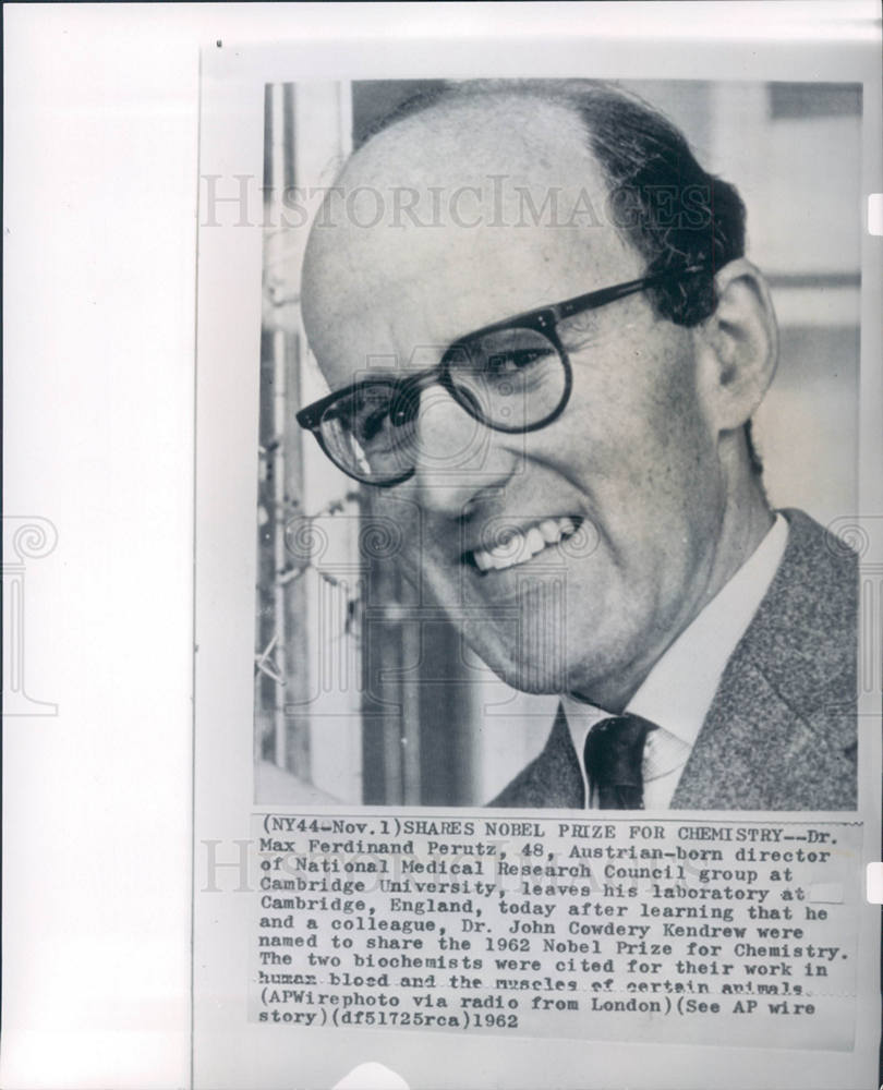 1962 Press Photo Max Ferdinand Perutz Nobel Prize - Historic Images