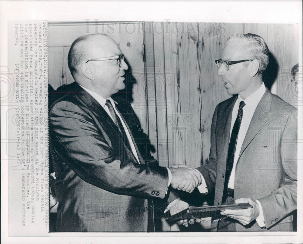 1967 Press Photo Bernard Lyons Port Huron Times - Historic Images