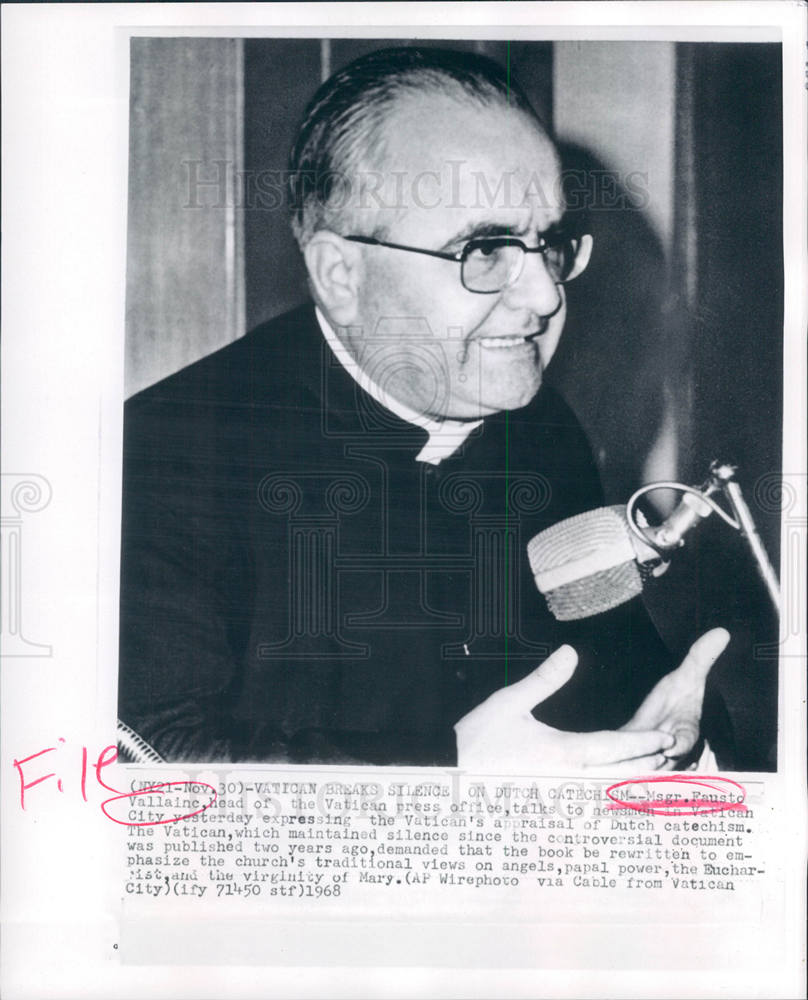 1968 Press Photo Msgr. faustc vallinc. - Historic Images