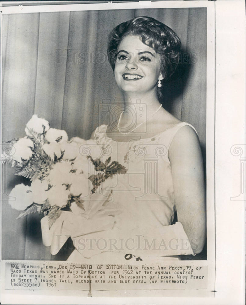 1962 Press Photo Miss Penne Ann Percy - Historic Images