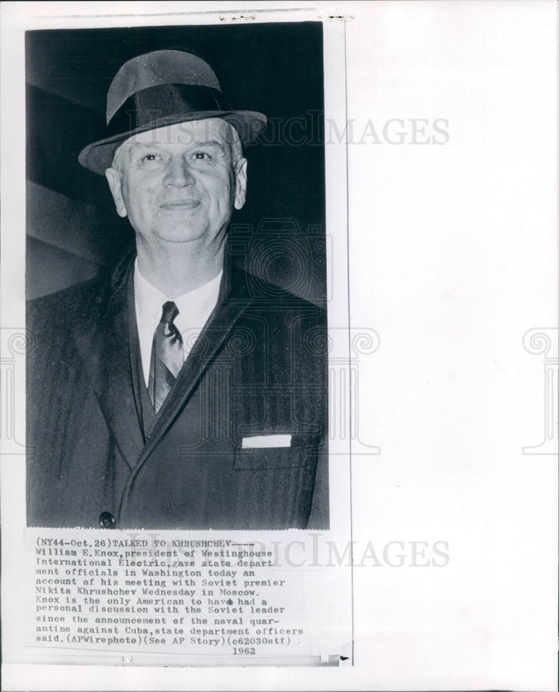 1962 Press Photo William Knox Westinghouse Soviet Cuba - Historic Images