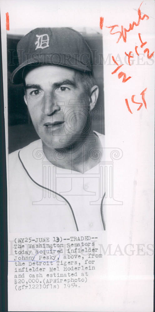 1954 Press Photo third baseman, manager. - Historic Images