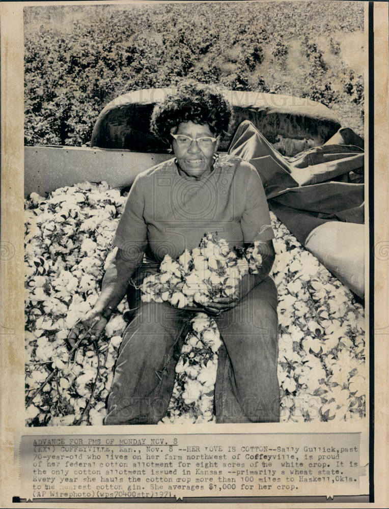 1971 Press Photo Gullick Cotton Kansas allotment 1971 - Historic Images