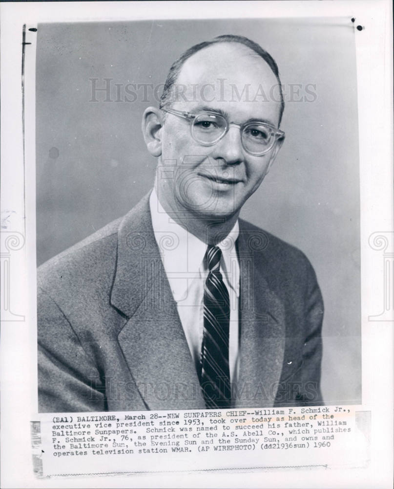 1960 Press Photo William F. Schmick Baltimore Sunpapers - Historic Images