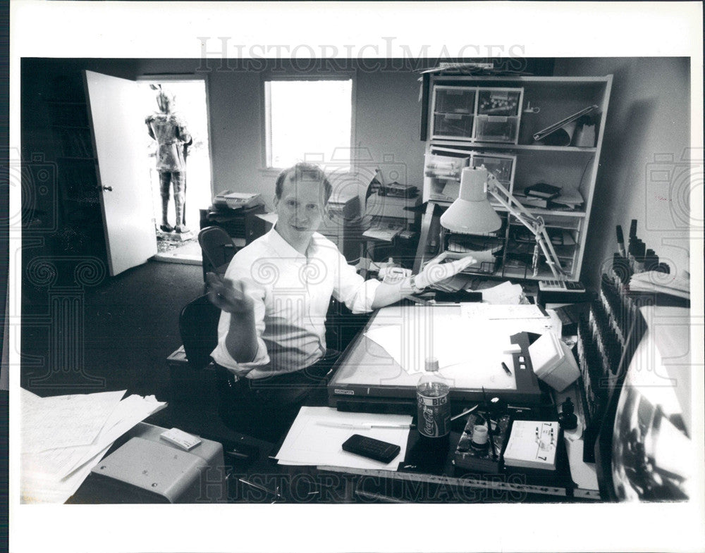 1993 Press Photo Jim Benton Cartoonist Office - Historic Images