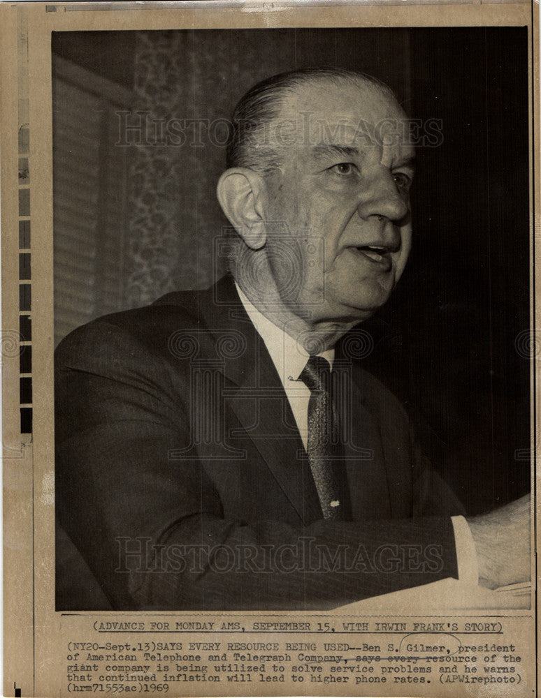 1969 Press Photo Ben Gilmer Telephone Executive - Historic Images