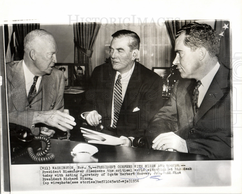 1956 Press Photo President Eisenhower Richard Nixon Ike - Historic Images